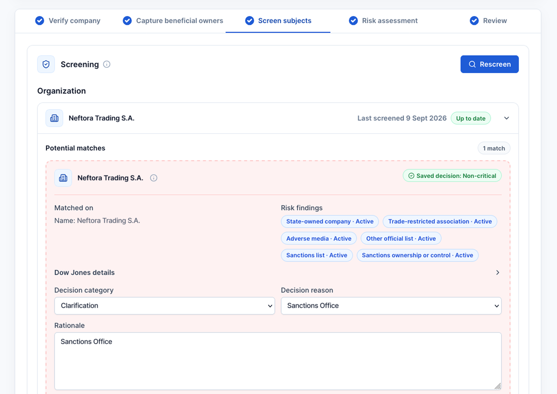 Assess screening results with context